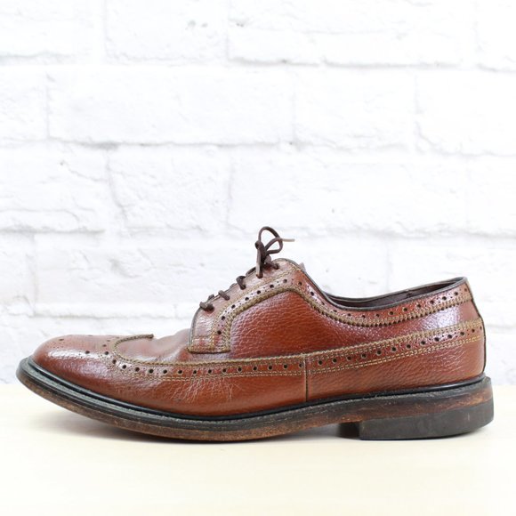 Unbranded Other - Vintage Men's Brown Leather Lace Up Wingtip Oxford Dress Shoes Size 9.5
